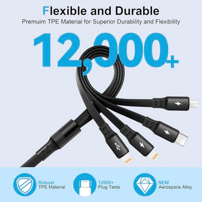 Multi Charging Cable,[2Pack 4Ft] Retractable Phone Charger for All Devices