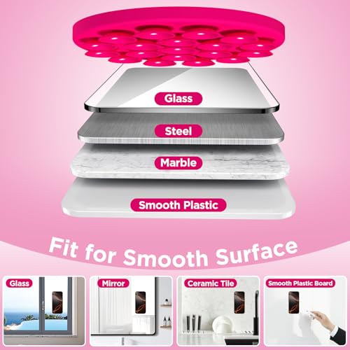 Magnetic Suction Cup Phone Mount, Compatible with MagSafe, Silicone Octo Cup Buddy Sticky Grip Holder for iPhone and Android, Removable Hands-Free Phone Stand Selfie/Video for TikTok, Neon Pink - color: Neon Pink