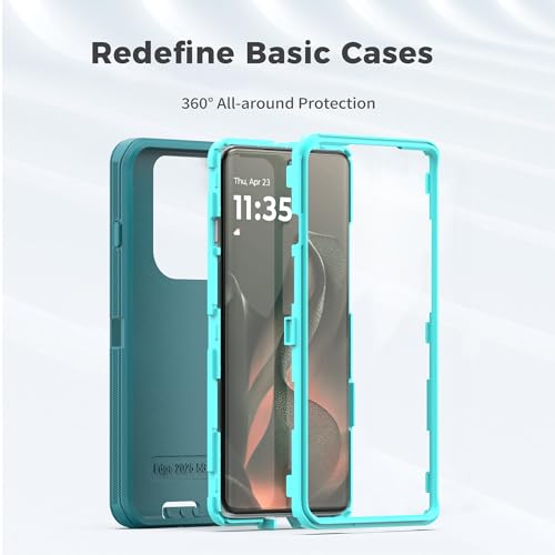 for Motorola Moto Edge 5G 2025 Case, Heavy Duty Protective Case with [3 in 1] Rugged Rubber Shockproof Protection Cover for Moto Edge 2025(Blue/Azure) - color: Blue/Azure