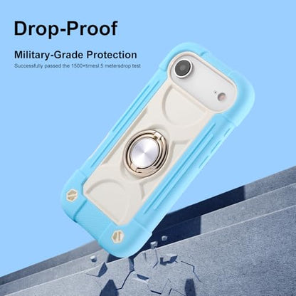 MARKILL Compatible with iPhone Air Case 6.5 Inch 2025 with 360 Degree Rotate Ring Stand, Military Grade Drop Protection Full Body Rugged Protective Case Kids - color: Ice Blue, size: iPhone Air 6.5"