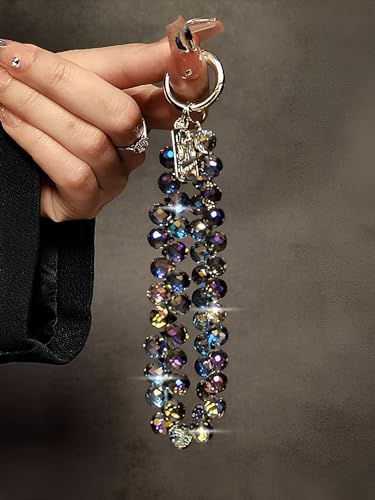 richginker Sparkling Beaded Phone Wrist Strap with Box, D-Dark Purple - color: D-dark Purple, size: 1 Count (Pack of 1)