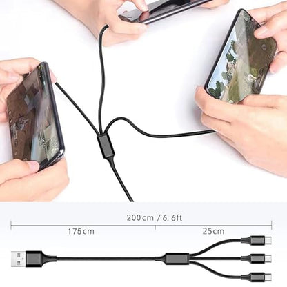 Awnuwuy Multi 3 in 1 USB C Cable 6.6FT 2Pack,Charge 3 Phones Simultaneously - color: Black 3USB-C, size: 6.6FT