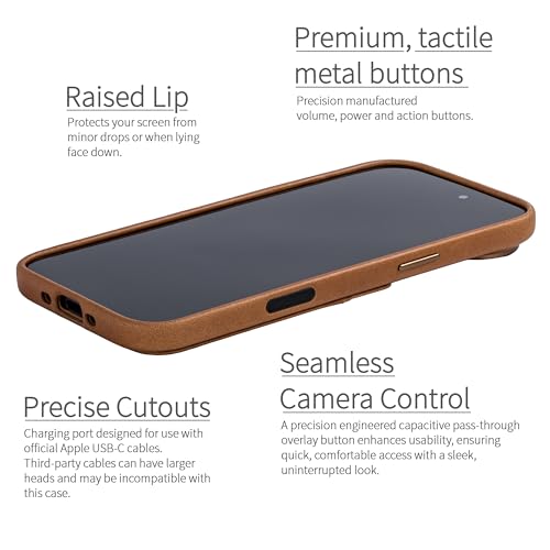 Dockem Genuine Leather Card Case for iPhone 17 Air with Camera Control Button and Stitched-on Wallet with 2 Holder Slots (Light Brown, M2GL) - color: Light Brown, size: 17 Air