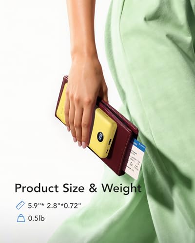 VRURC 10000mAh Power Bank, 22.5W USB C Portable Charger, Yellow - color: Yellow