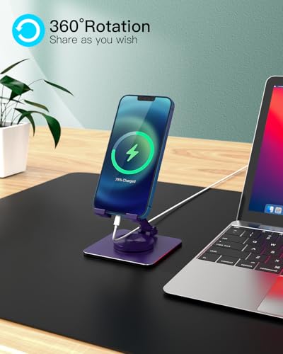 Adjustable Phone & Tablet Stand, Fits 4–9.7in Devices, Purple - color: Purple