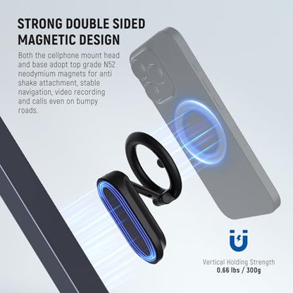 NEEWER Magnetic Phone Holder for Car, Dual Sided Magnet Cell Phone Mount Compatible with MagSafe iPhone, Car Stand Accessories for Dash Windshield Navigation Glass Gym Video Recording, PA118 - style: PA118