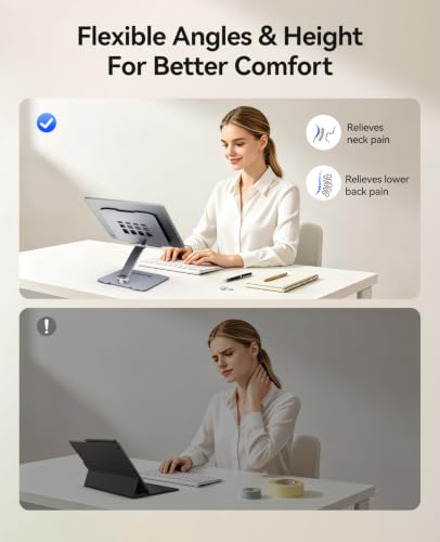 ORICO Sturdy Aluminum Foldable Tablet Stand, Fits iPad 12.9", FB1, Gray - color: Gray