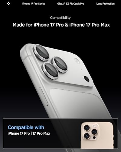 Spigen Camera Lens Protector for iPhone 17 Pro Max / 17 Pro - Silver - color: Silver - iPhone 17 series