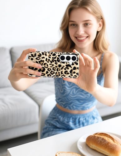 Magnetic Cheetah Case for Samsung Galaxy A16 5G, White | Compatible with MagSafe, Cute Leopard Print Design, TPU and PC Shockproof Protective Phone Cover for Women Girls - color: White Cheetah