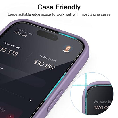 JETech Full-Coverage Screen Protector for iPhone 14 Pro, 3-Pack | Black Edge Tempered Glass, Easy Installation Tool, HD Clear, Case-Friendly - size: iPhone 14 Pro