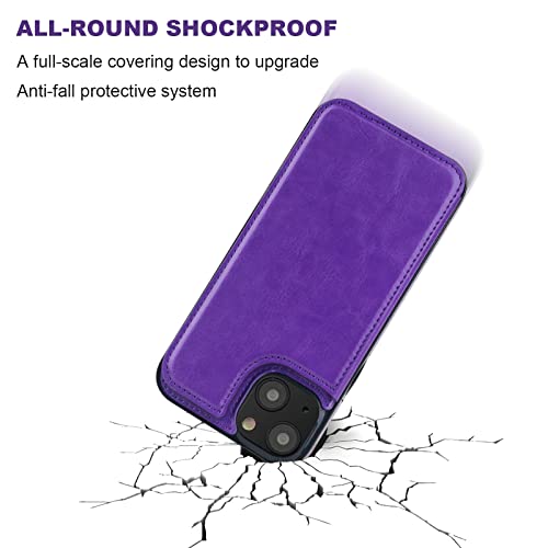 ONETOP for iPhone 14 Plus Wallet Case with Credit Card Holder,Purple | Kickstand,ID/Cash Holder,Case Wallet with Card Slots,Double Magnetic Clasp,Durable PU Leather Shockproof Cover for Women Men - color: Purple