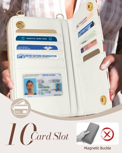 Leather Cell Phone Purse Crossbody Bag for Women | Adjustable Shoulder Strap, Card Slots, Secure Wallet Interior, Cute Pattern Styles, Small Carry for Travel and Daily Use - color: Strawberry