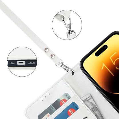 Bocasal Detachable Wallet Case Card Holder for iPhone 15, White | RFID Blocking Kickstand Card Slots Holder PU Leather Magnetic Shockproof Wrist Strap Removable Flip Protective Cover 6.1 inch - color: White