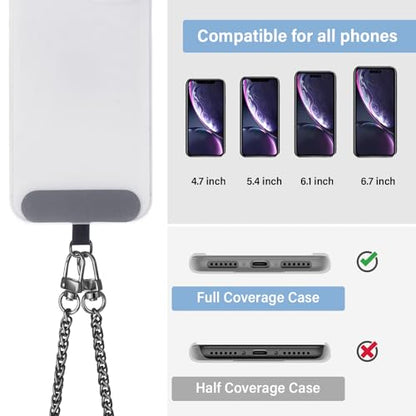Canlierr 2 Pack Phone Chain Crossbody, with Tether Tab, Deep Black - color: Deep Black