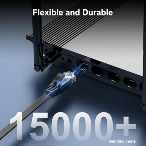 CableGeeker Cat 6 Flat Ethernet Cable 1.5ft 5Pack, 10Gbps, Black - color: Black-Flat, size: 1.5ft