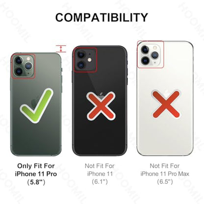 HOOMIL Case for iPhone 11 Pro 5.8-Inch, Non-Yellowing, Drop Protection, Anti-Scratch Transparent Hard Back Phone Cover - Black - color: Black, size: iPhone 11 Pro