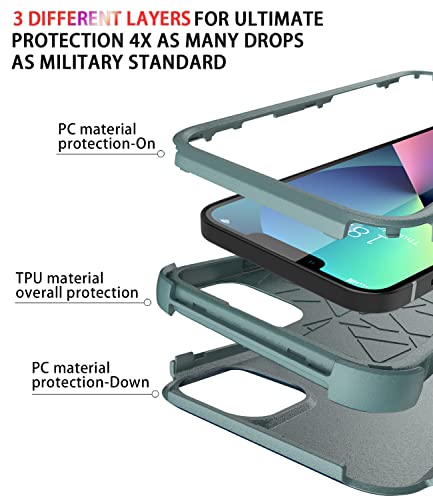 Diverbox for iPhone 13 Case [Shockproof] [Dropproof] [Dust-Proof],Heavy Duty Protection Phone Case Cover for Apple iPhone 13 (Pine Green) - color: 13-Pine Green