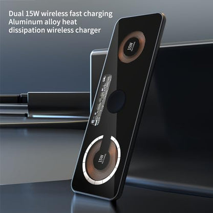 Dual 15W Magnetic Wireless Charging Pad for iPhone 12-15 Series& AirPods - Triple Station with MagSafe Alignment Fast Charging Pad for Smartphones Wireless Charger Pad with Mobile Phones