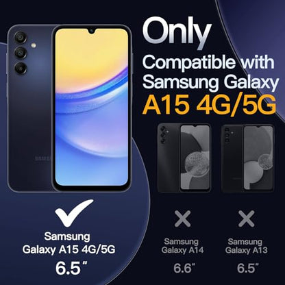 JETech Case for Samsung Galaxy A15, Anti-Yellowing, Black | Shockproof Protection, Scratch Resistant Hard PC Back, Durable Transparent TPU Bumper - color: Black, size: Galaxy A15