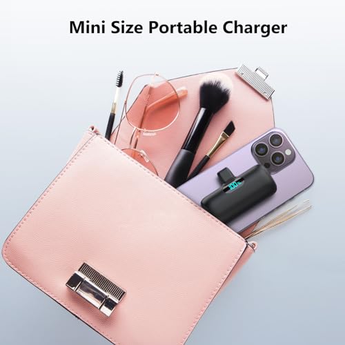Mini Portable Charger USB C Power Bank,Upgraded 5000mAh PD Fast Charging Battery Pack Built-in USB-C Connector Travel Essential for iPhone17/17Pro/17Pro Max/Air/16 Plus/16Pro Max/15 Series,Android etc