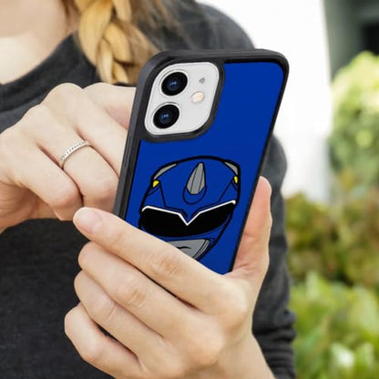 Power Rangers Blue Ranger Helmet Protective Slim Fit Hybrid Rubber Bumper - color: iPhone 12 | 12 Pro (Fits 6.1 Inch Display)