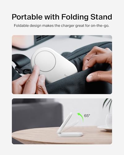 Belkin Qi2 15W Magnetic Foldable Wireless Charging Stand, Standby - color: White
