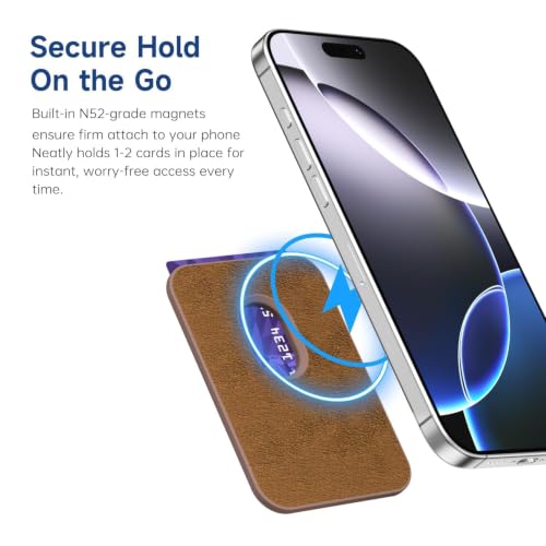 LoeoeL Magnetic Phone Wallet Compatible with Magsafe Wallet, Silicone ID Credit Card Holder Wallets for Back of Phone Pocket, Slim Thin Pouch Sleeve Wallets for iPhone Samsung, Brown Fall - color: Brown
