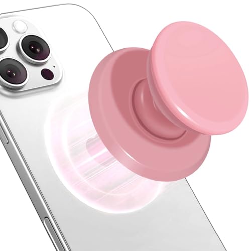 for MagSafe Phone Grip,Soft Silicone Magnetic Collapsible Cell Phone Finger Grip for iPhone 17/16/15/14/13,12 and Smartphones Tablets - Pink - color: Pink