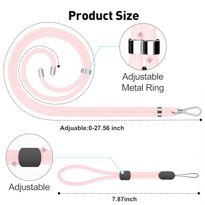 SHANSHUI Phone Lanyard Crossbody, Long & Wrist Nylon Cell Phone Lanyard Tether Pads for All Mobile Phones Black Pink - color: Black Light-pink