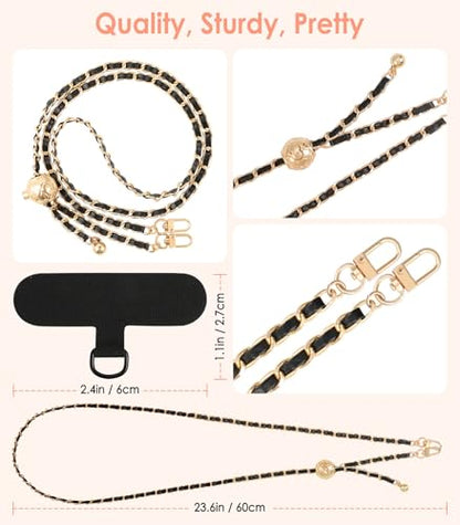 MoKo Phone Lanyard, Adjustable Metal Cell Phone Chain Crossbody Strap - color: Black