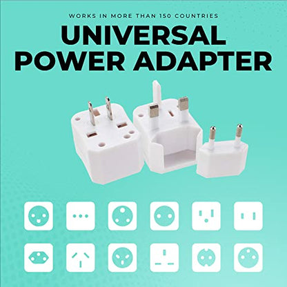 Universal Int'l Travel Plug Adapter, Works in US/UK/Europe, 150+ Countries | 110-240V Slide-Switch Prongs Fit Australia, Japan & China Outlets; Protective Case; Charges iPhone, Android, Tablets, Cameras