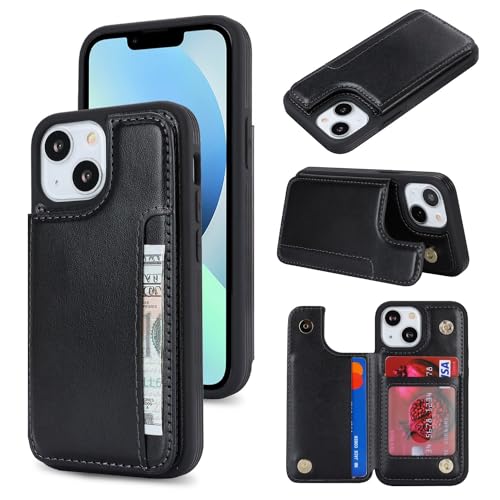 iCoverCase Compatible with iPhone 13 Mini Case with Card Holder, Wallet Phone Case for Women Men RFID Blocking PU Leather Protective Case 5.4 Inch (Black) - color: Black