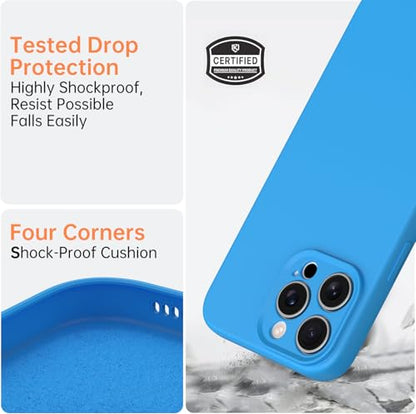 Compatible with iPhone 13 Pro Case, Shockproof Liquid Silicone Protective Phone Case with Soft Anti-Scratch Microfiber Lining Ultra Slim Drop Protection Phone Cover (Azure) - color: Azure, size: iPhone 13 Pro