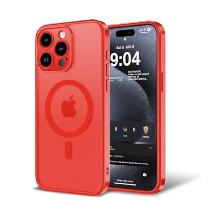Magnetic Case for iPhone 13 Pro 6.1-Inch, [Compatible with Magsafe][Full Camera Protection] Ultra Slim Translucent Matte Shockproof Protection Phone Cover-Bright Red - color: Bright Red, size: iPhone 13 Pro