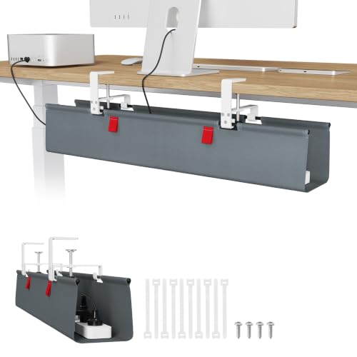 Univivi No Drill Under Desk Cable Management Tray, 28 inch Cable Management - color: Grey, size: 28"L x 5.5"W