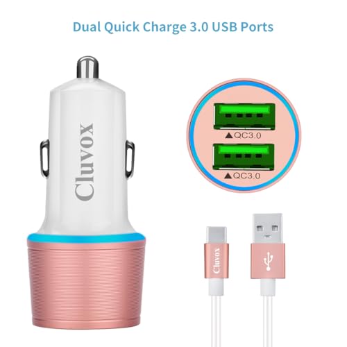 36W Fast USB Car Charger for Samsung A57/A56/A55/A37/A17/A36 Android-Pink - color: Rose Gold