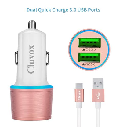 36W Fast USB Car Charger for Samsung A57/A56/A55/A37/A17/A36 Android-Pink - color: Rose Gold
