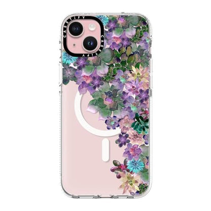 CASETiFY for iPhone 15 Plus Case - Impact Clear Compatible with MagSafe | Not Yellowing | 6.6 ft. 3X Military Grade Drop Protection | MY SUCCULENT GARDEN | Clear - color: MY SUCCULENT GARDEN, size: Iphone 15 Plus (6.7")