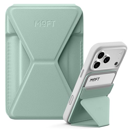 MOFT Magnetic Wallet Stand Compatible with iPhone 18/17/16/15/14/13 Series, Angle Adjustment Magsafe Compatible MOVAS Phone Stand - color: Seafoam, size: Standard