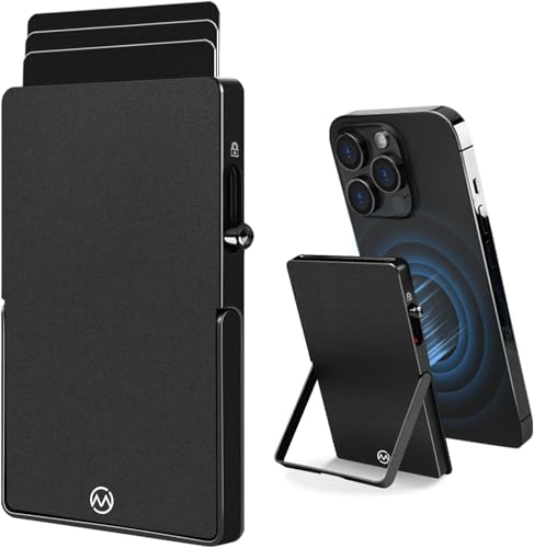 Magsafe Phone Wallet with Adjustable Stand,Pop up Phone Card Holder Black - color: Black