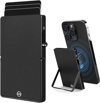 Magsafe Phone Wallet with Adjustable Stand,Pop up Phone Card Holder Black - color: Black