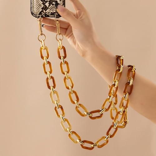 Phone Crossbody Chain Cell Phone Lanyard,Acrylic Shouder Strap Universal Cellphone Chain Strap with Tether Patches Compatible with Most Phones Bag Purse - color: K