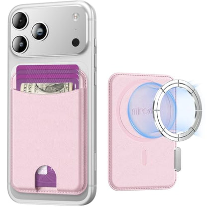 Miroddi for MagSafe Wallet, 4 Cards Holder, Stronger Magnetic Phone Wallet - color: Light Pink