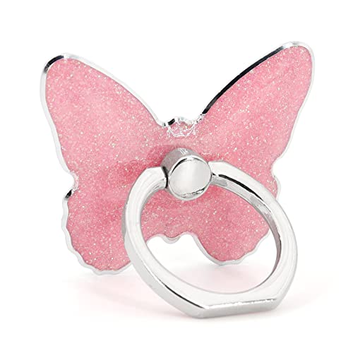 LaMignonne Cell Phone Ring Holder Butterfly Finger Ring Grip Stand 360° Rotation 180° Flip Universal Kickstand Compatible with All Smartphones (Pink) - color: Pink