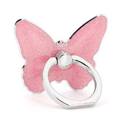 LaMignonne Cell Phone Ring Holder Butterfly Finger Ring Grip Stand 360° Rotation 180° Flip Universal Kickstand Compatible with All Smartphones (Pink) - color: Pink