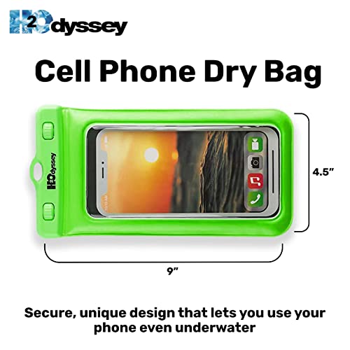 H2ODYSSEY Waterproof Phone Case and Lanyard - Excellent Waterproof Protection - Floats in The Water -Lanyard for Beach Kayak Travel - Universal Size - Green - color: Green