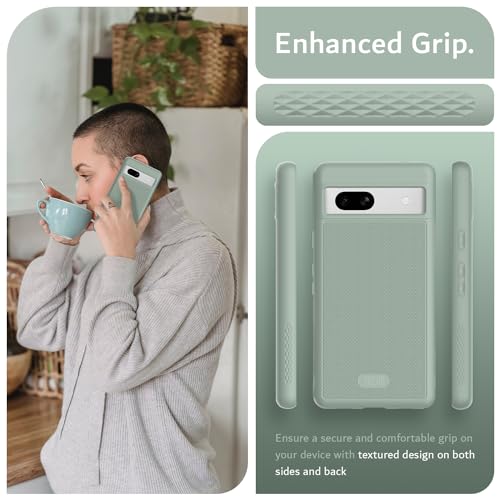 TUDIA MergeGrip [Dual Layer] Google Pixel 7a Case (2023), [Military Grade Drop Tested] Raised Edge for Screen&Camera Protection Slim Tough Heavy Duty 7A Phone Cases Cover - Green Lily - color: Green Lily, size: Standard Pixel 7a