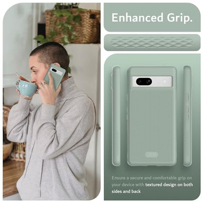 TUDIA MergeGrip [Dual Layer] Google Pixel 7a Case (2023), [Military Grade Drop Tested] Raised Edge for Screen&Camera Protection Slim Tough Heavy Duty 7A Phone Cases Cover - Green Lily - color: Green Lily, size: Standard Pixel 7a