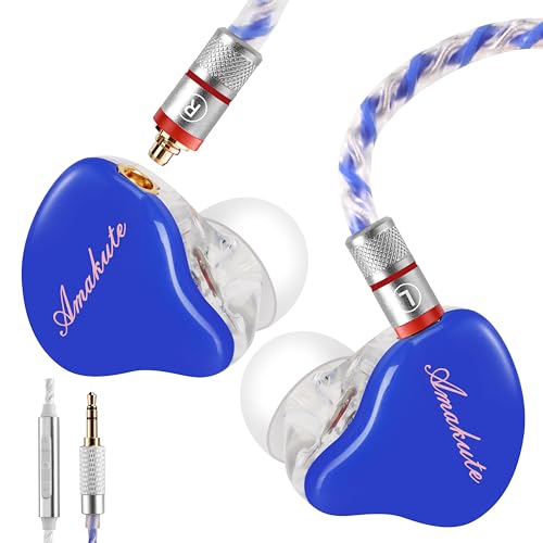 DEMAKE in-Ear Monitor with Detachable Silver-Plated,with mic - color: Blue Splicing, size: With Mic