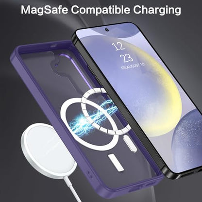 BENTOBEN Magnetic for Samsung Galaxy S24 Plus Case [Compatible with Magsafe] Translucent Matte Slim Thin Shockproof Anti-Yellow Women Men Protective Phone Cover for Samsung S24 Plus 6.7", Dark Purple - color: Dark Purple